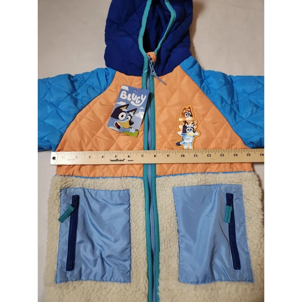 Bluey Girls Quilted Hooded Jacket Size 6/7